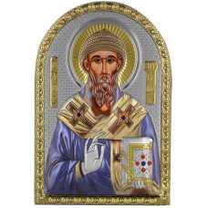Ікона Св. Спірідон 4,2х5,8см срібна  на пластику покрита ємалью
