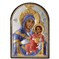 Ікона Вифліємська Божа Маріт 5х7см срібна  на пластику покрита ємалью