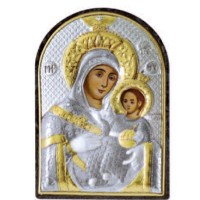 Ікона Вифліємська Божа Маріт 4,2х5,8см срібна  на пластику арковоЇ форми