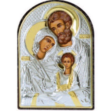Ікона Свята Сімья 4,2х5,8см срібна  на пластику арковоЇ форми