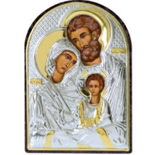 Ікона Свята Сімья 4,2х5,8см срібна  на пластику арковоЇ форми