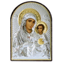 Ікона Єрусалимська Божа Матір 4,2х5,8см срібна  на пластику арковоЇ форми