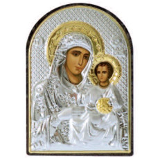 Ікона Єрусалимська Божа Матір 4,2х5,8см срібна  на пластику арковоЇ форми