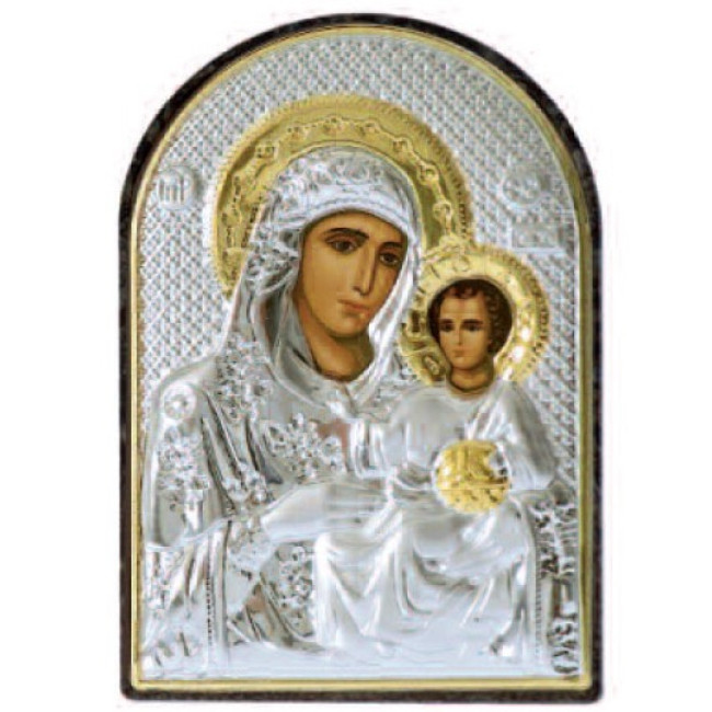 Ікона Єрусалимська Божа Матір 4,2х5,8см срібна  на пластику арковоЇ форми