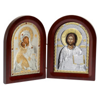 Ікона книжечка Вишгородся Богородиця та Спаситель Ісус 10х14см диптих