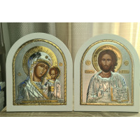 Вінчальна Пара Спаситель Ісуса та Казанська Божа Матір 25х30см