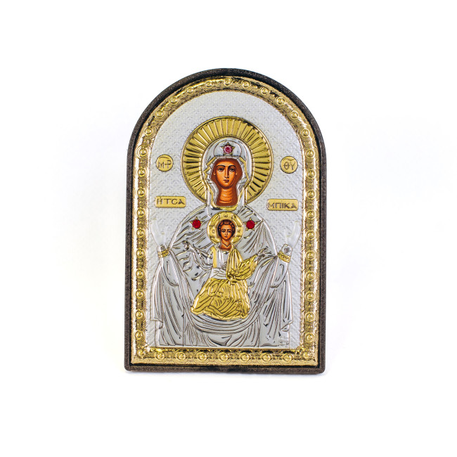 Срібна Ікона Богородиці Цамбикського монастиря 10х14см аркової форми на пластиковій основі