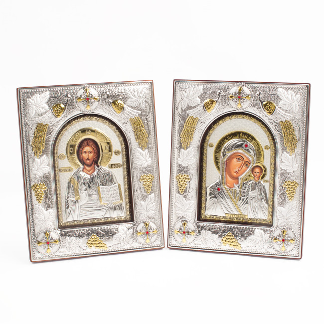 Ікони на весілля Ісус Христос і Казанська Божа Матір 20x25x3см MA/E3707-06AX-K Вінчальні Ікони