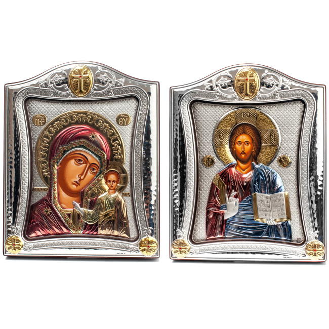 Ікони на весілля Ісус Христос і Казанська Божа Матір 15,5х19,5см MA/E3407-06/2XC Вінчальні Ікони