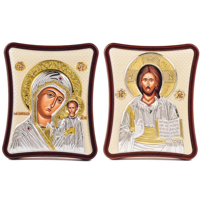 Ікони на весілля Ісус Христос і Казанська Божа Матір 12х15см MA/E1407-06/2XG Вінчальні Ікони