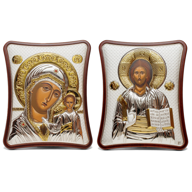 Ікони на весілля Ісус Христос і Казанська Божа Матір 15x20см MA/E1407-06/1X Вінчальні Ікони