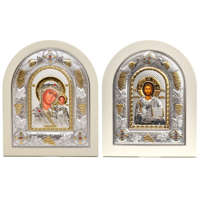 Ікони на весілля Ісус Христос і Казанська Божа Матір 18x22см MA/E3107-06/WH-BX Вінчальні Ікони