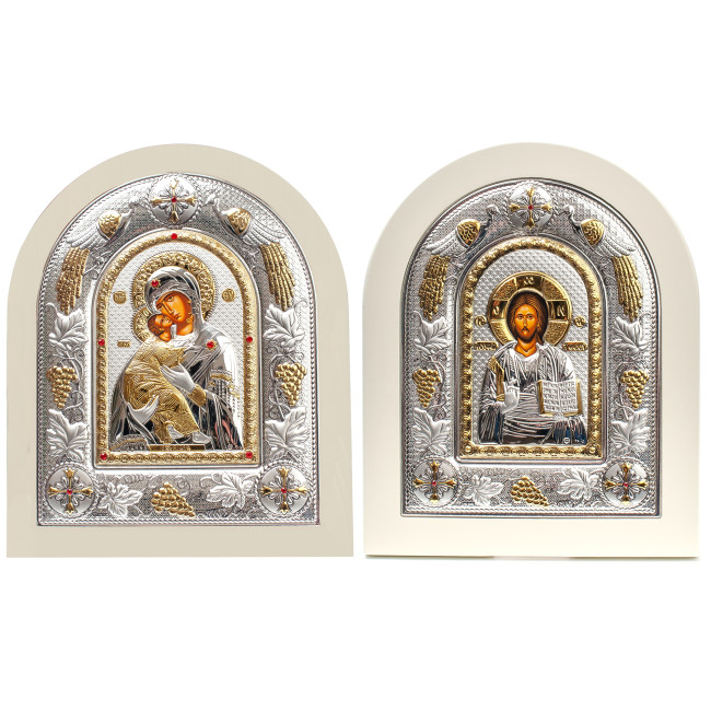 Ікони на весілля Ісус Христос і Вишгородська Богородиця 29х24см MA/E3107-10/WH-AX Вінчальні Ікони
