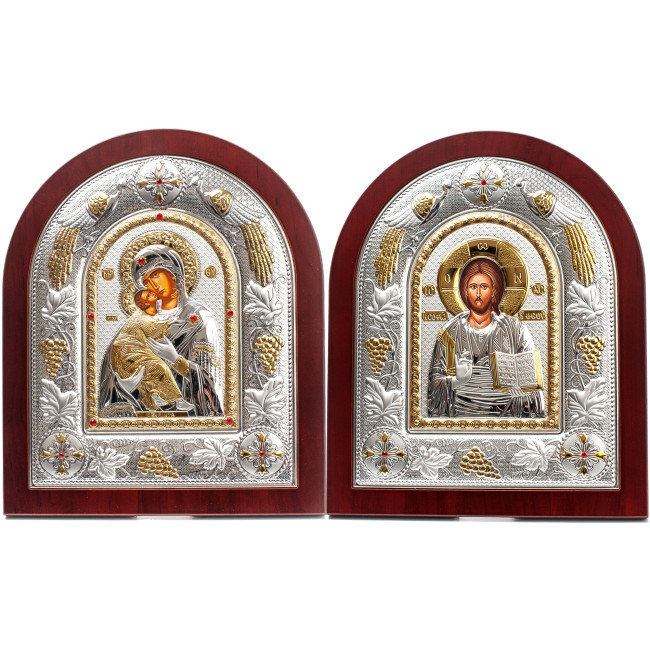 Ікони на весілля Ісус Христос і Вишгородська Богородиця 29х24см MA/E3107-10AX Вінчальні Ікони