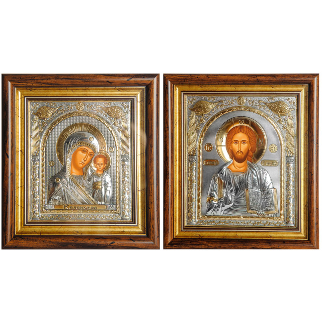 Ікони на весілля Ісус Христос і Казанська Божа Матір 25,7х23,3см EP514-001-4KZ/P Вінчальні Ікони