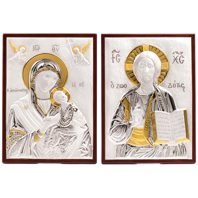 Ікони на весілля Ісус Христос і Богородиця Неустанної Помочі 16х22см MA/E951-2/2X Вінчальні Ікони