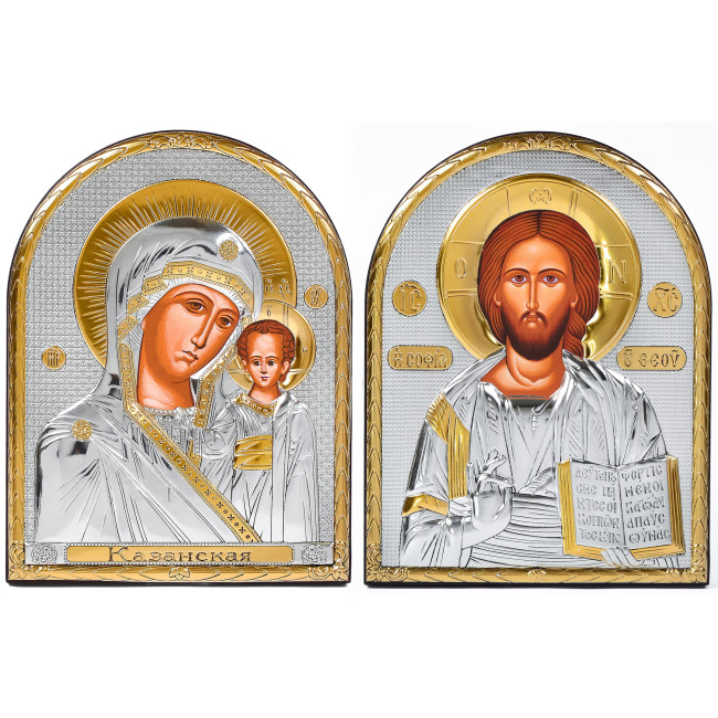 Ікони на весілля Ісус Христос і Казанська Божа Матір 16,3х21,3см EP5-001-4XG/P Вінчальні Ікони
