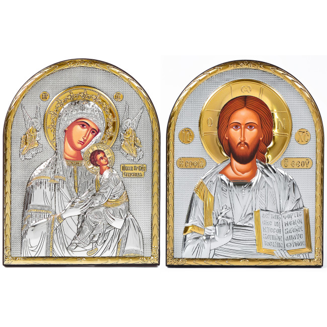 Ікони на весілля Ісус Христос і Богородиця Неустанної Помочі 16,3х21,3см EP5-001-8XG/P Вінчальні Ікони