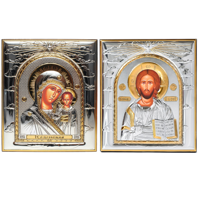 Ікони на весілля Ісус Христос і Казанська Божа Матір 11,3х13см EP443-001-4XG/P Вінчальні Ікони