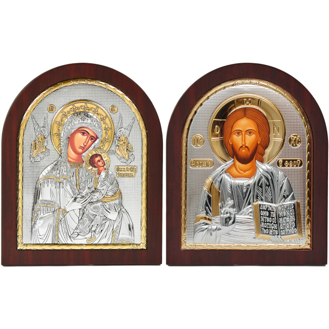 Ікони на весілля Ісус Христос і Богородиця Неустанної Помочі 10,7х12,8см EP3-001-8XAG/P Вінчальні Ікони