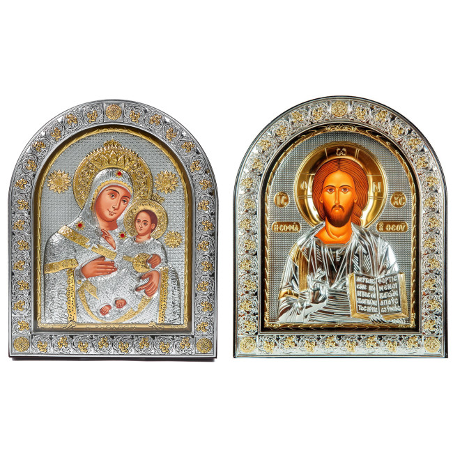 Ікони на весілля Ісус Христос і Вифлеємська Богородиця 26х21см EPZ5-001-21AG-BR/P Вінчальні Ікони