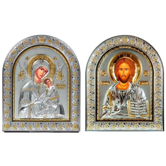 Ікони на весілля Ісус Христос і Богородиця Неустанної Помочі 26х21см EPZ5-001-8AG-BR/P Вінчальні Ікони