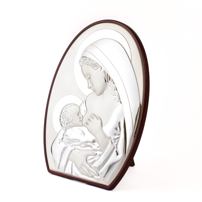 Божа Матір Годувальниця 9,5x12,5см срібна італійська ікона MA/E907/4