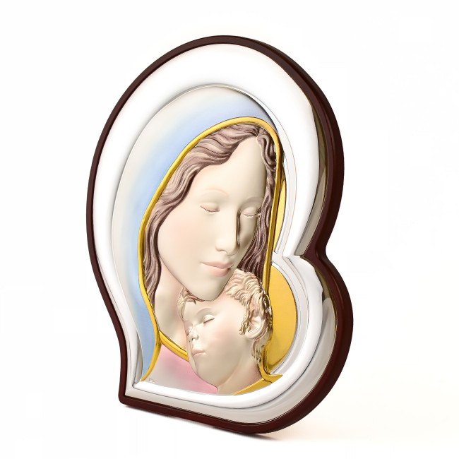 Мадонна з Немовлям 8,5x9,5см срібна італійська ікона MA/E905/5-C