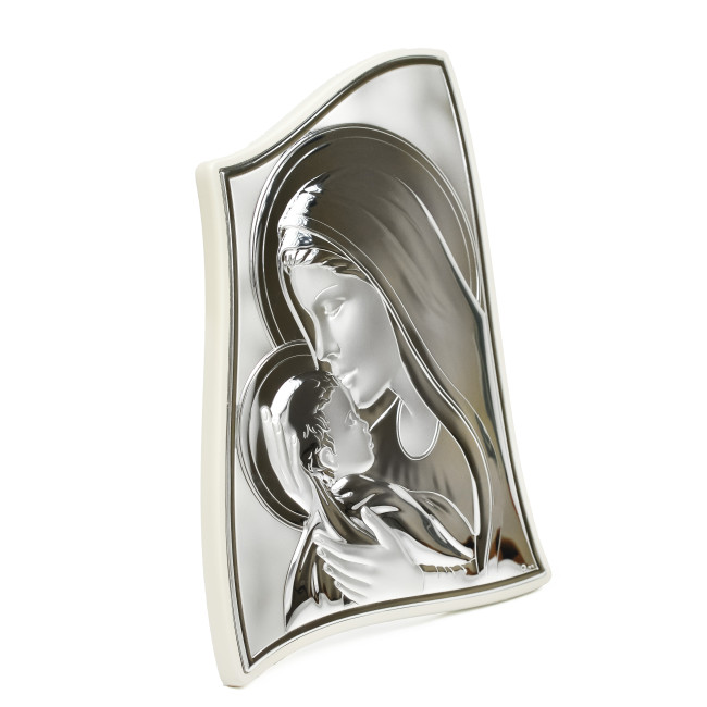 Божа Матір з Ісусом 9,5x12,5см срібна італійська ікона MA/E903/4WH