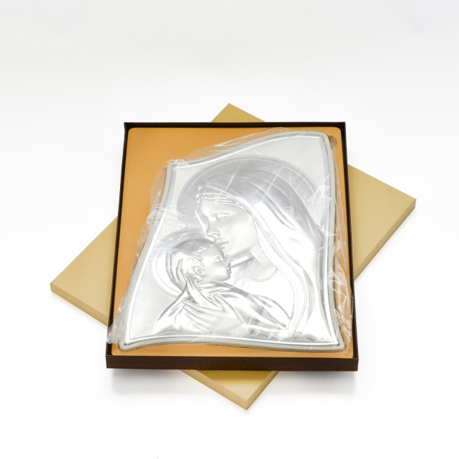 Божа Матір з Ісусом 9,5x12,5см срібна італійська ікона MA/E903/4WH