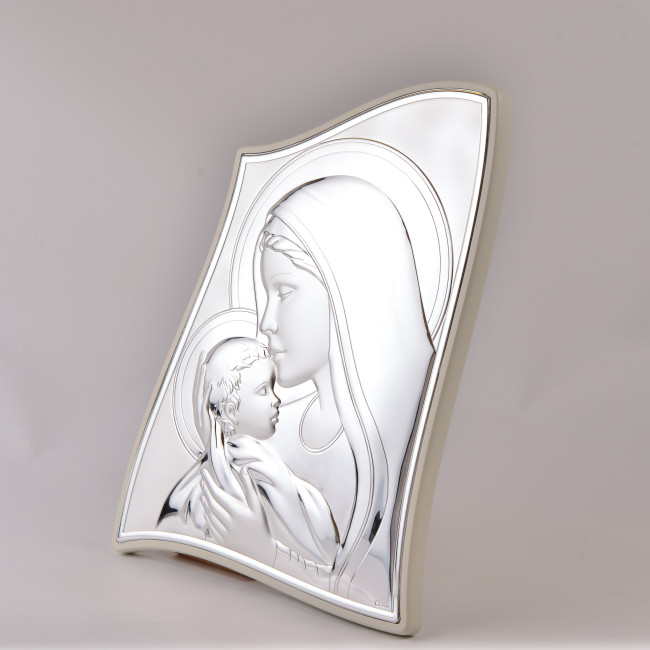 Божа Матір з Ісусом 9,5x12,5см срібна італійська ікона MA/E903/4WH