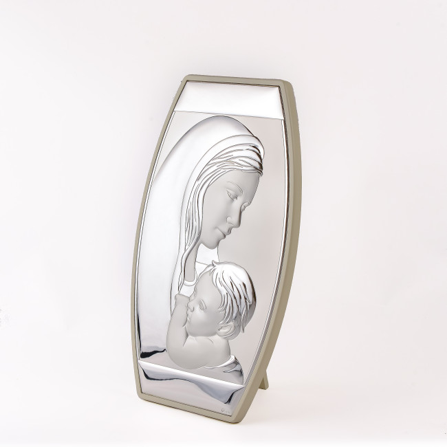 Божа Матір з Ісусом 7,5x12,5см срібна італійська ікона MA/E901/4WH