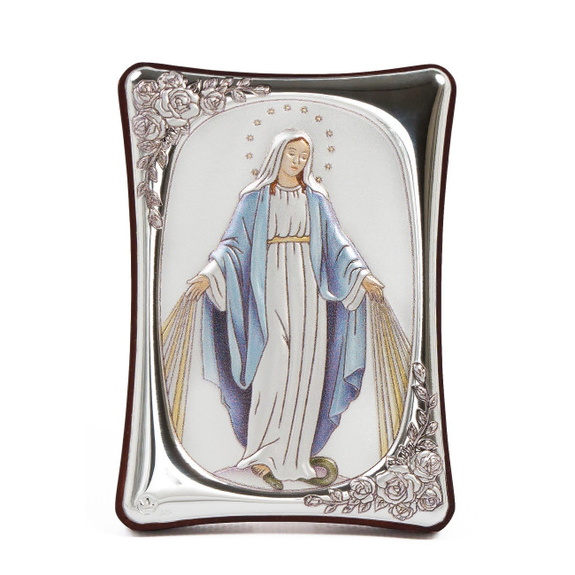 Непорочне Зачаття Пресвятої Богородиці 10X14см срібна італійська ікона MB/E984/3-C
