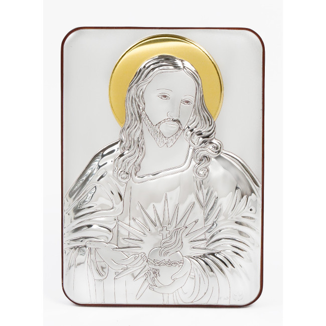 Пресвяте Серце Ісуса 10X14см срібна італійська ікона MB/E982/3X