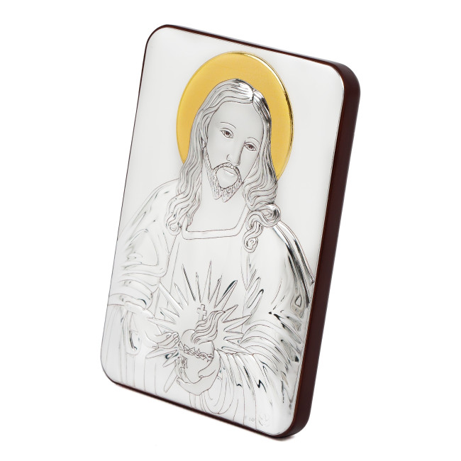 Пресвяте Серце Ісуса 10X14см срібна італійська ікона MB/E982/3X