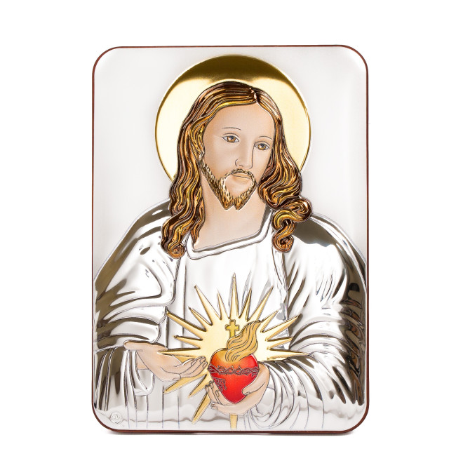 Пресвяте Серце Ісуса 5x6,5см срібна італійська ікона MB/E982/5-C