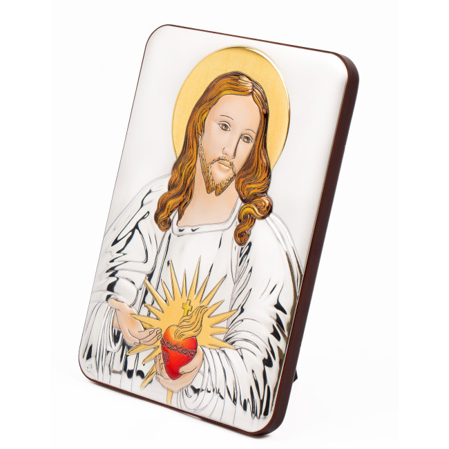Пресвяте Серце Ісуса 5x6,5см срібна італійська ікона MB/E982/5-C