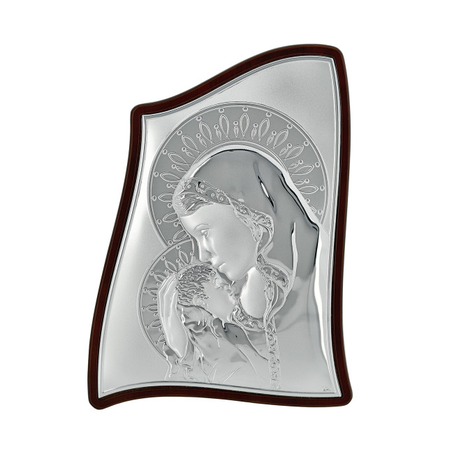 Божа Матір з Ісусом 26,5x34,5см срібна італійська ікона MA/E908/1