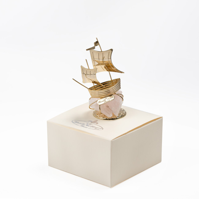 Золотий Човник на кварцовому камінні h 10cm NF/116/4G