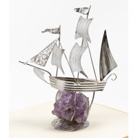 Миниатюра Парусник h 10cm с вставкой Аметиста NF/1061C