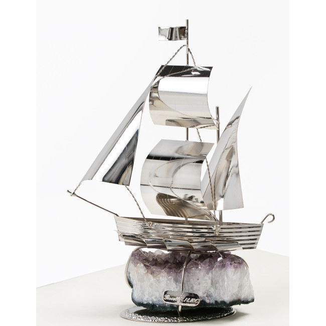 Срібна Статуетка Кораблик з Аметистом h 14cm NF/1061B