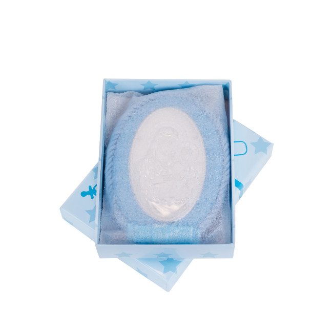 Икона детская Мария с Младенцем 10х12,5см MA/DM601-LC на синий подушечке с музыкой для мальчика