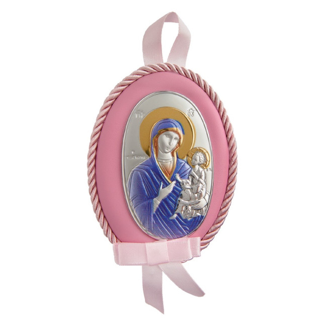 Икона детская Скоропослушница Божья Матерь 8x11см MA/D510-RC на розовой подушечке для девочки