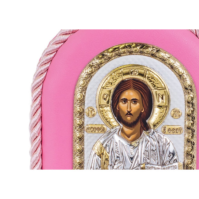 Икона детская Спаситель Иисус 7x9см MA/D1107O-R на розовой подушечке для девочки
