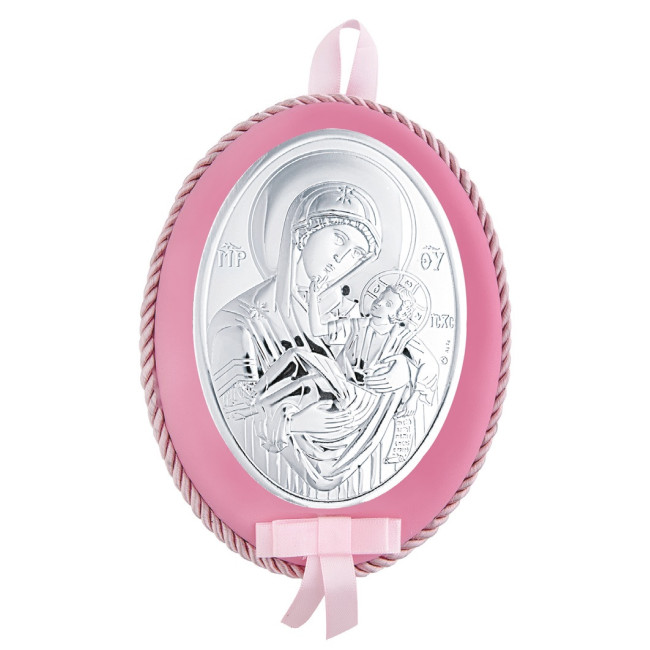 Божья Матерь Отрады и Утишения икона для девочки 12x15,5см MA/DM651-LR на розовой подушечке с музыкой для девочки