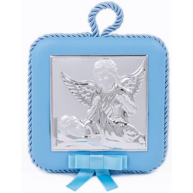 Икона Ангела Хранителя для ребенка 10,5х10,5см MA/DM607-LC на синий подушечке музыкальная для мальчика