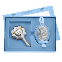 Срібне Брязкальце та Іконка для хлопчика 18х24