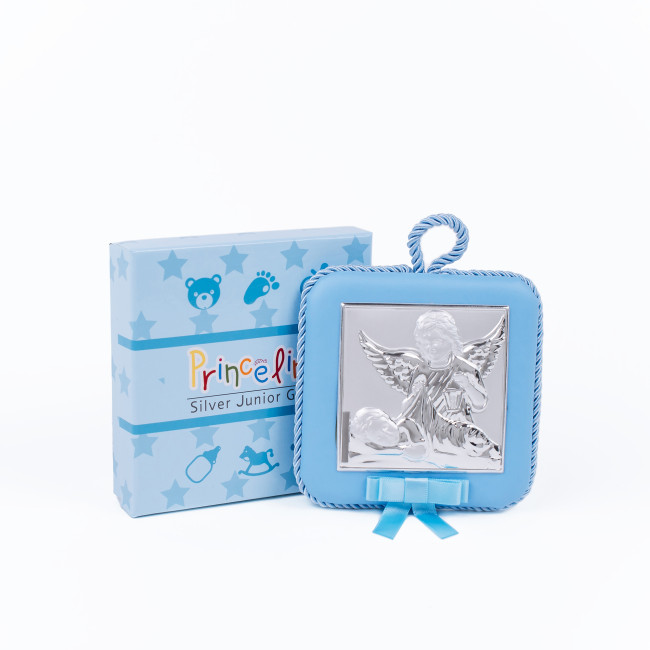 Икона Ангела Хранителя для ребенка 10,5х10,5см MA/DM607-LC на синий подушечке музыкальная для мальчика