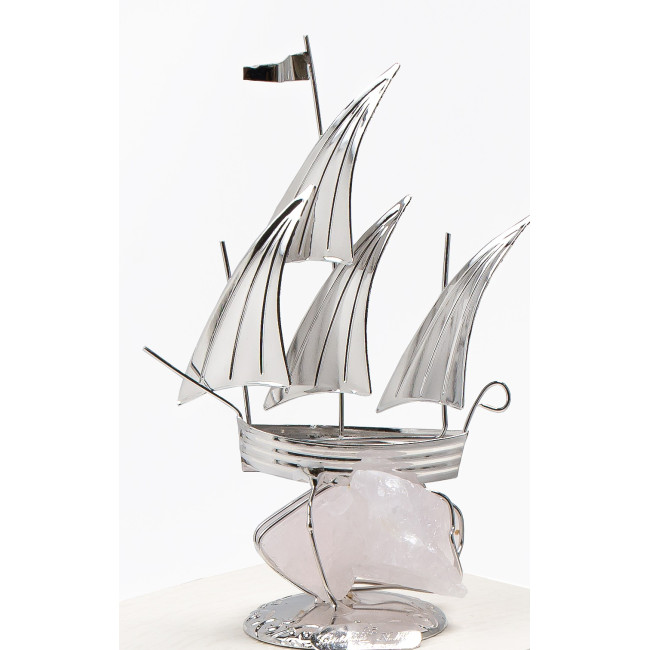 Срібний Парусник Фігурка з дорогоцінним каменем h 11,5cm NF/116-6