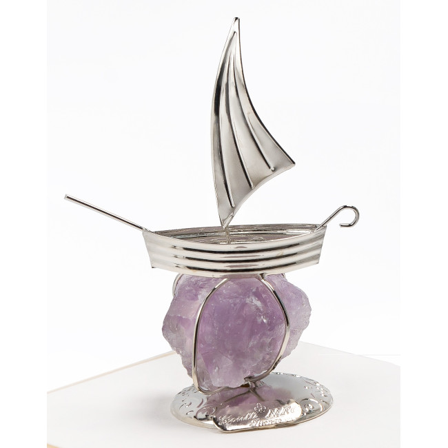 Срібний Човник з Аметистом h 9cm NF/116-1